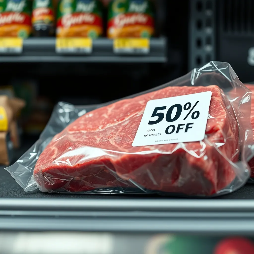 A close-up of a high-quality vacuum-sealed steak with a brig